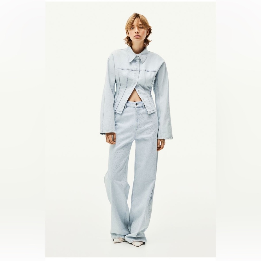 H&M rhinestone embellished jeans wide leg